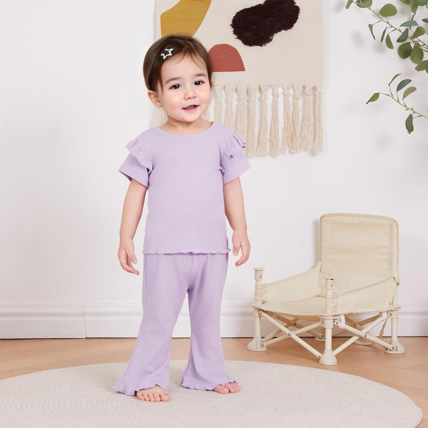 Kupretty Baby Girl Clothes Trendy Ruffle T-Shirts Flare Pants for Summer
