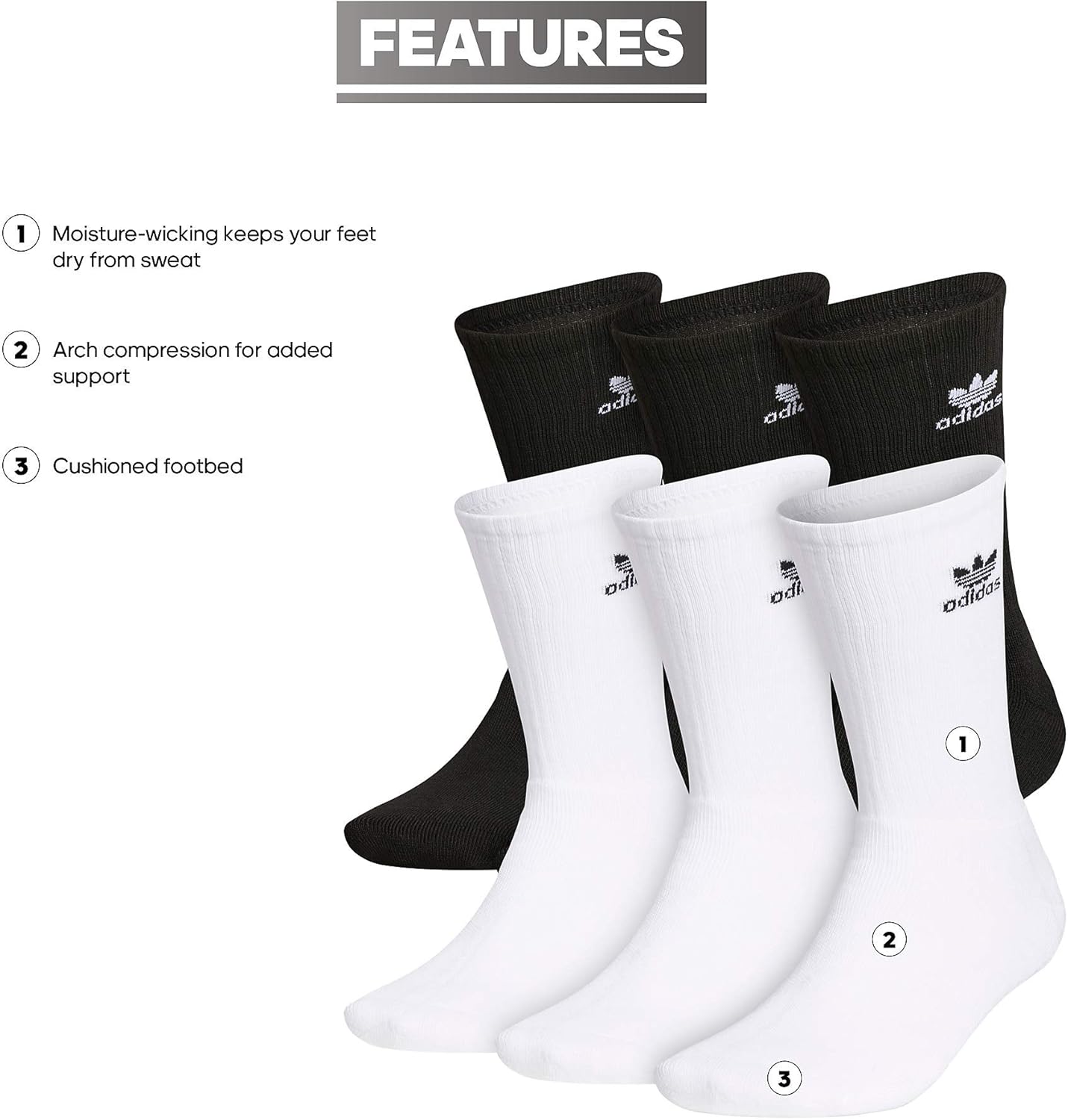 Adidas Originals Go Red Exclusive - Crew Socks for Men Women 6 Pairs