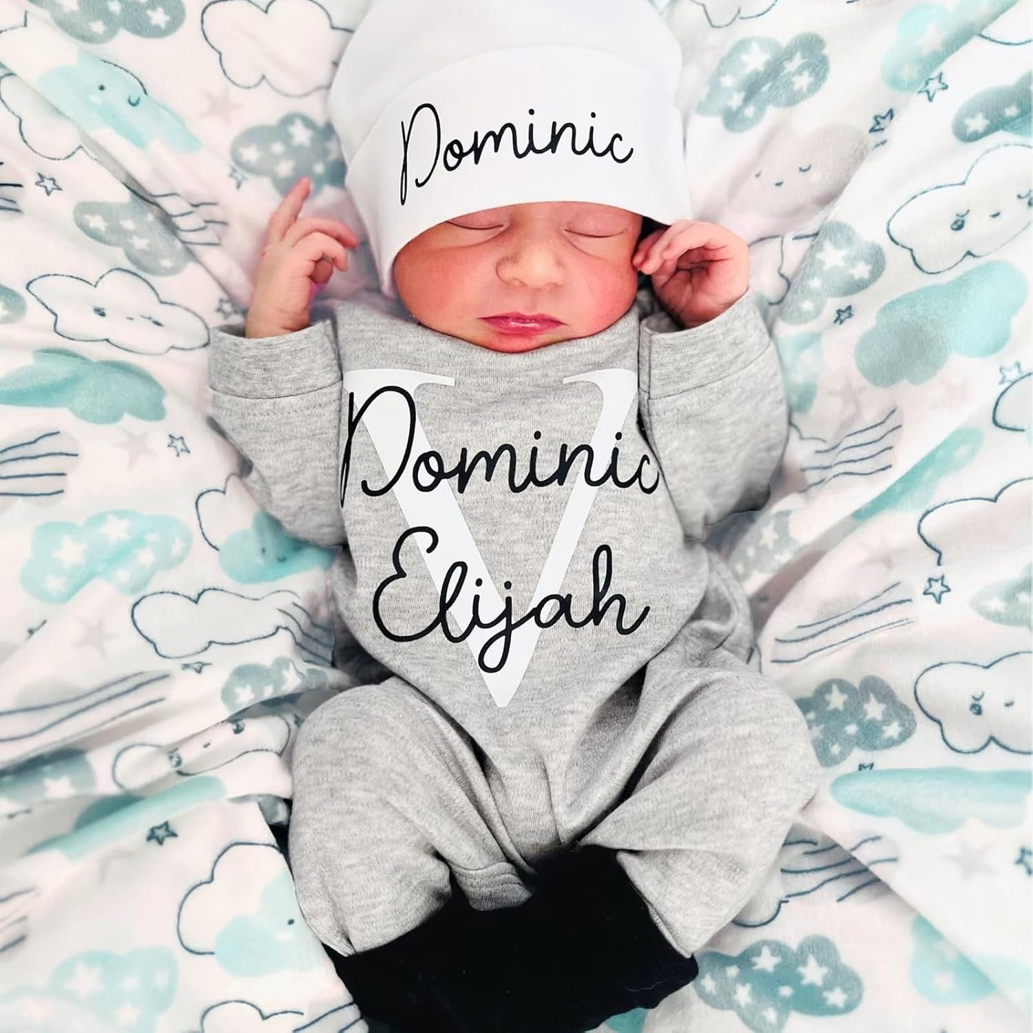 Custom Personalized Newborn Baby Coming Home Outfit with Monogrammed