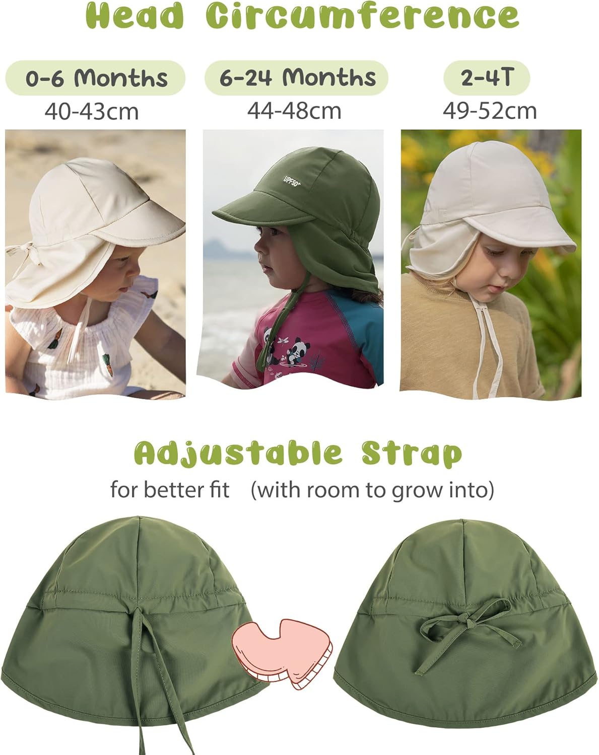 FURTALK Baby Sun Hat with Adjustable Neck Flap for Beach Swim Travel