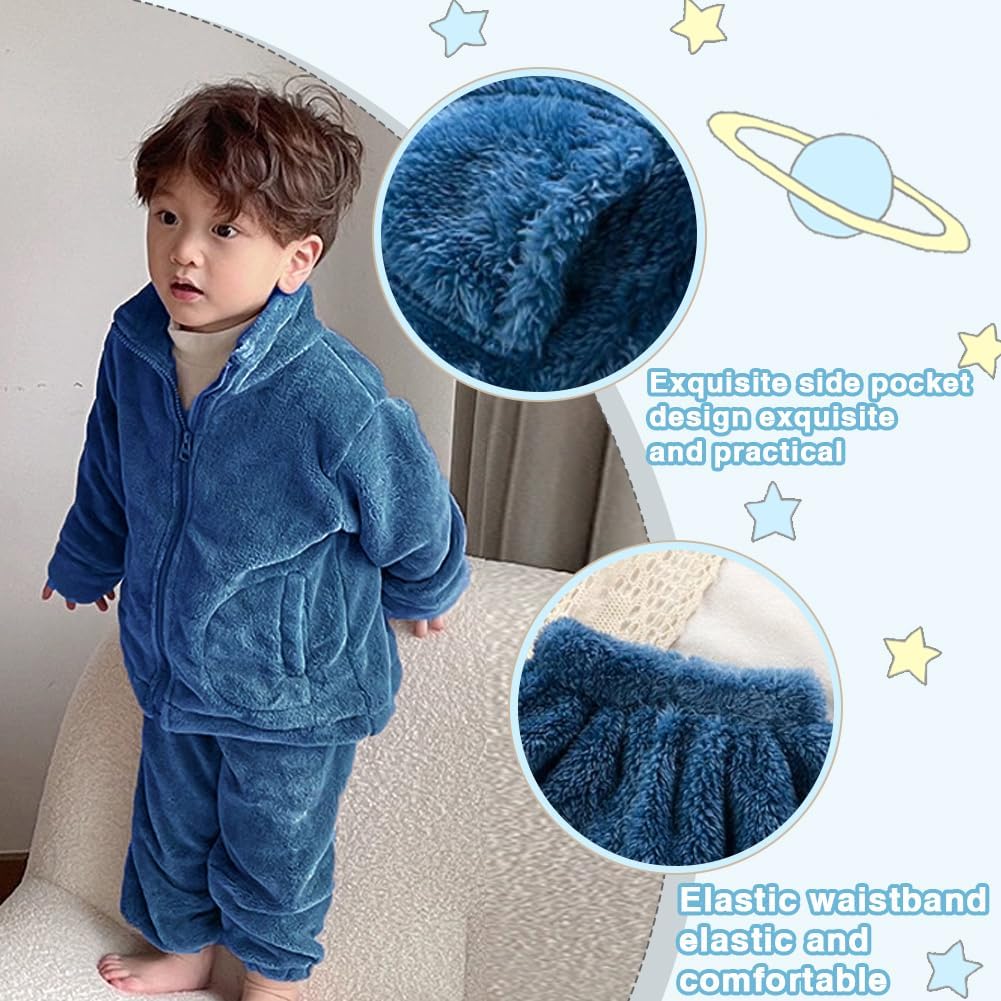 UVIPC Toddler Bear Fleece Set Winter Pullover Pants 2PCS Fluffy Cozy