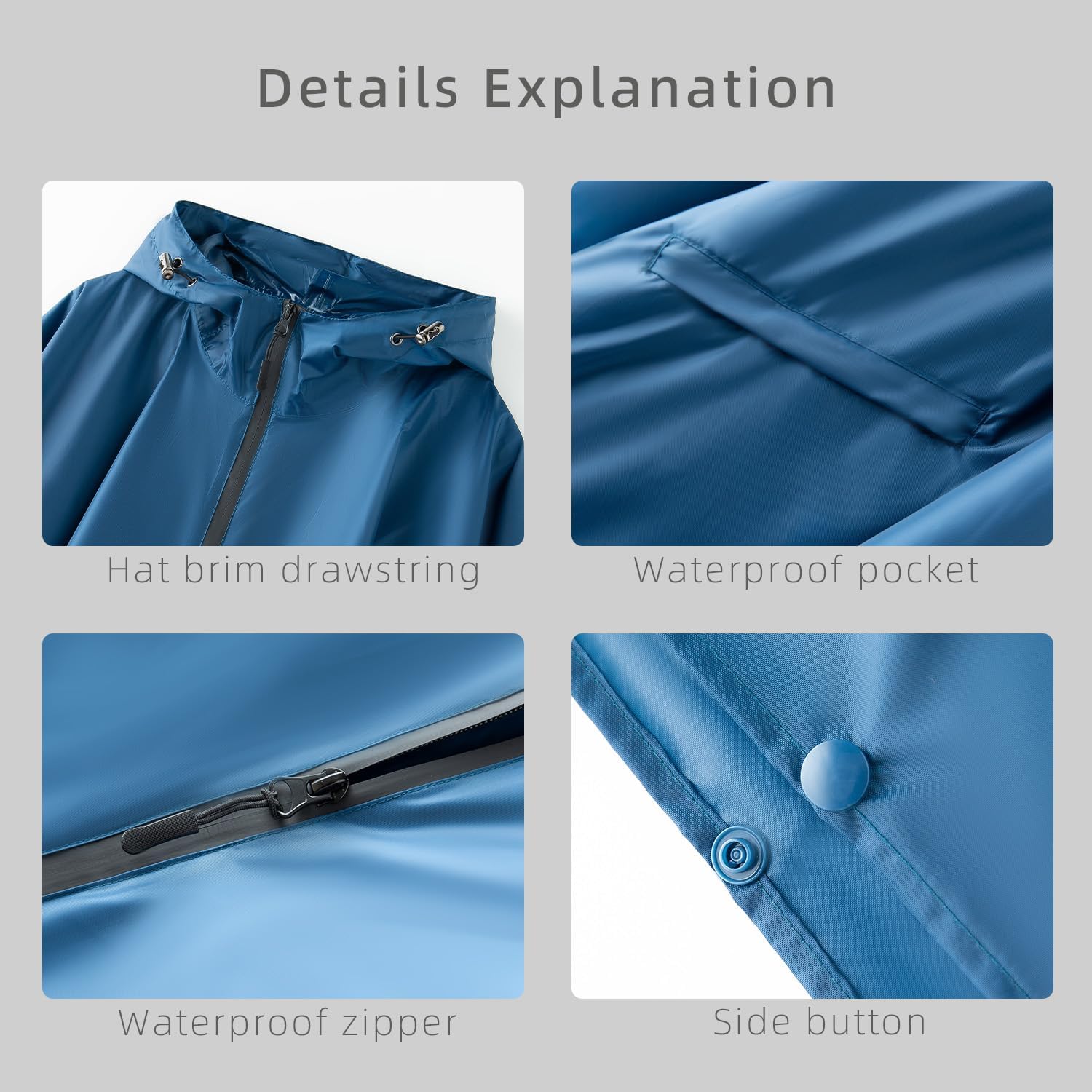 Portable Mens Unisex Raincoat with Waterproof Protection
