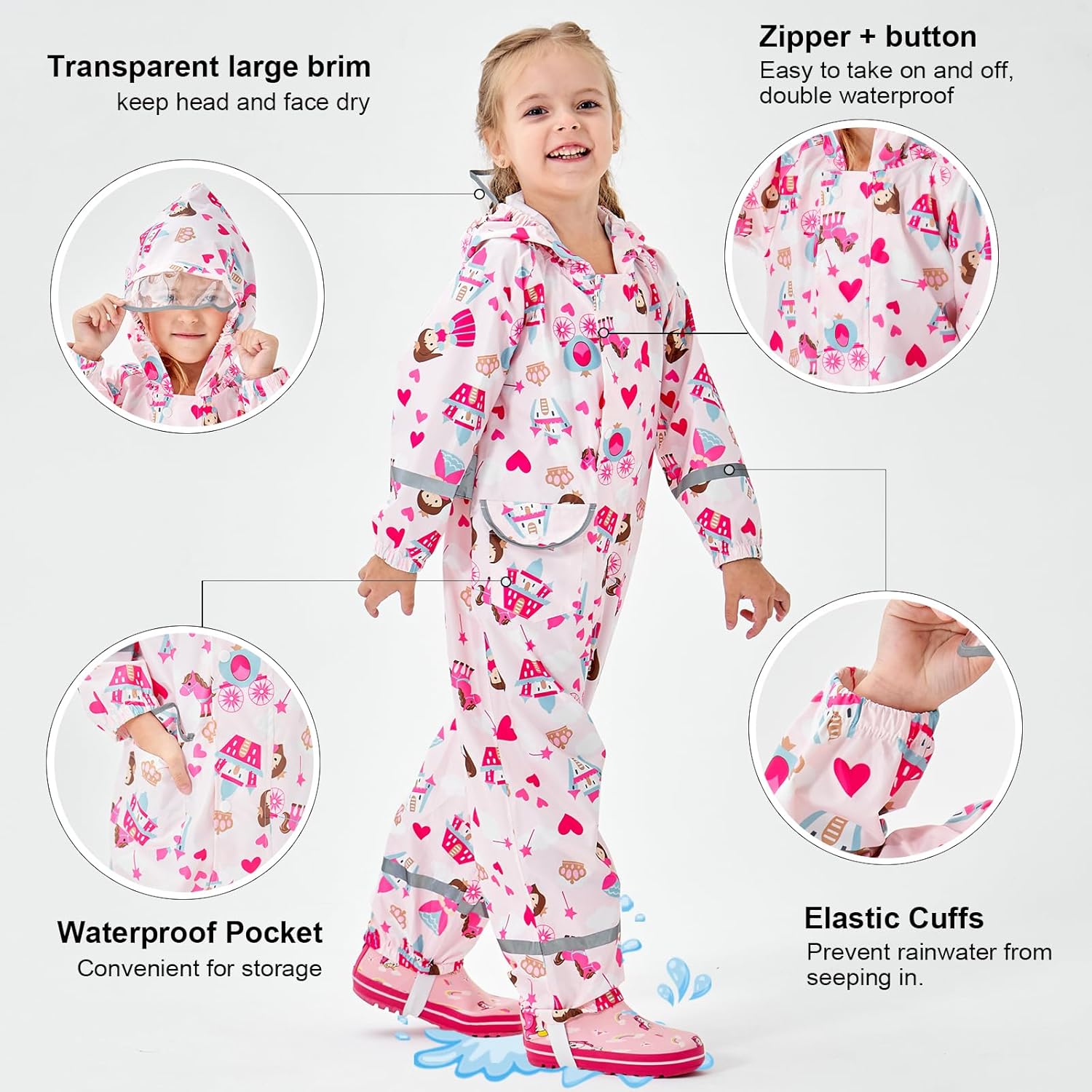 KidsToddlerRainSuitGirlsBoysRaincoat1-10Years