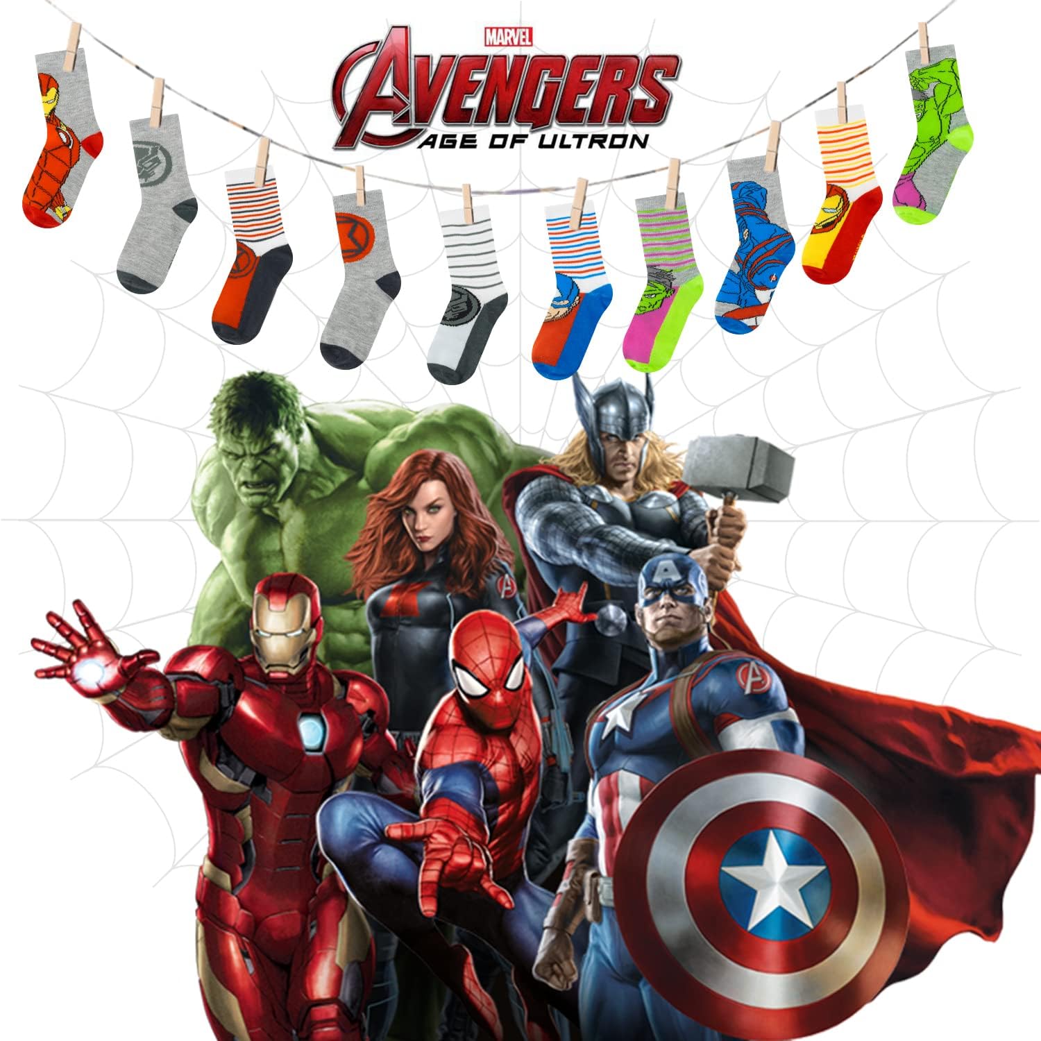 Marvel Legends Superhero Boys Socks 10-Pack 1