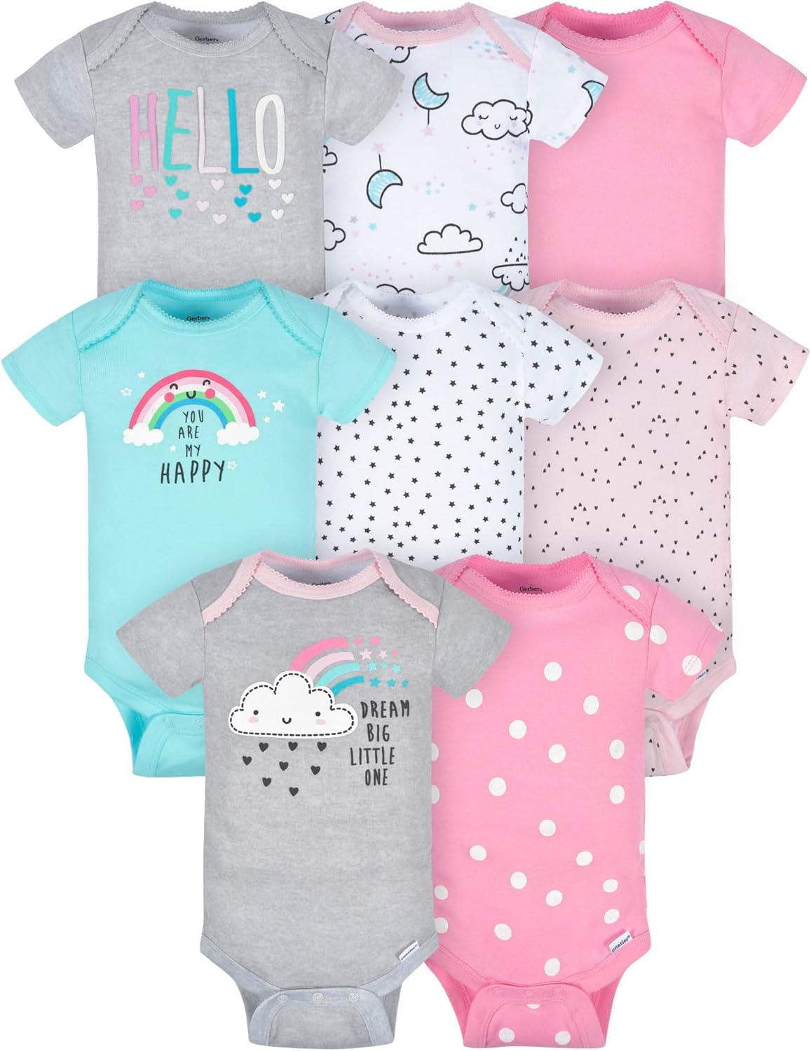 Gerber Baby Girls 8-Pack Short Sleeve Onesies