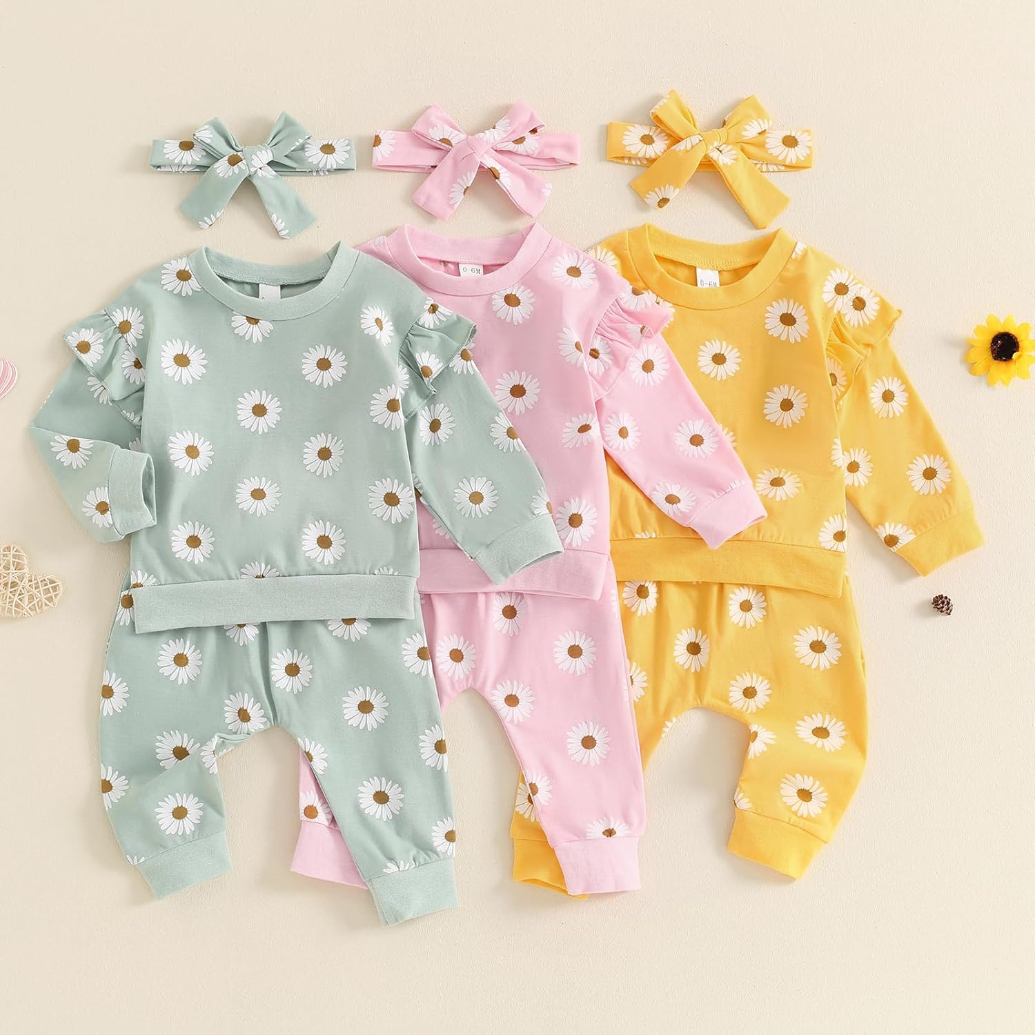 LIOMENGZI Soft Ruffle Pullover Pant Set for Toddler Girls