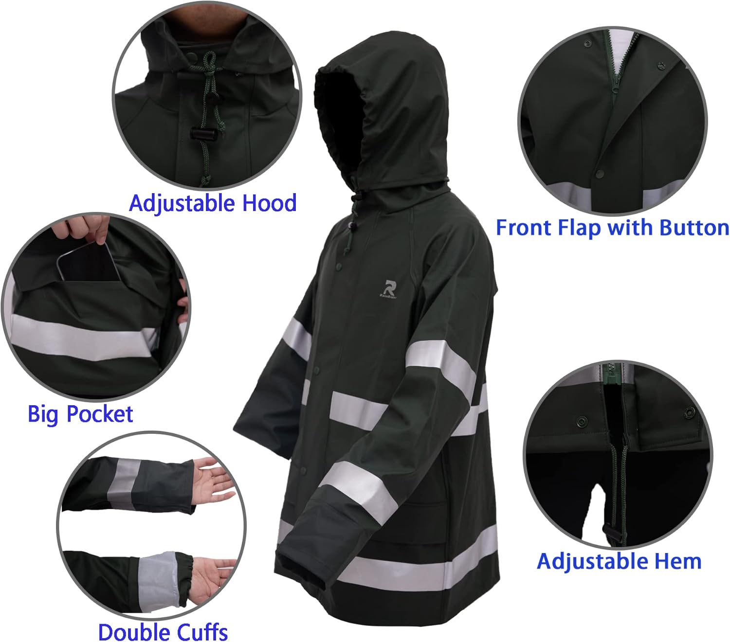 RainRiderWeather-Resistant Mens waterproof rain jacket