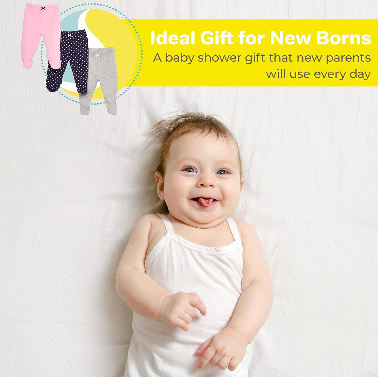 3-Pack Soft Cotton Footed Pants