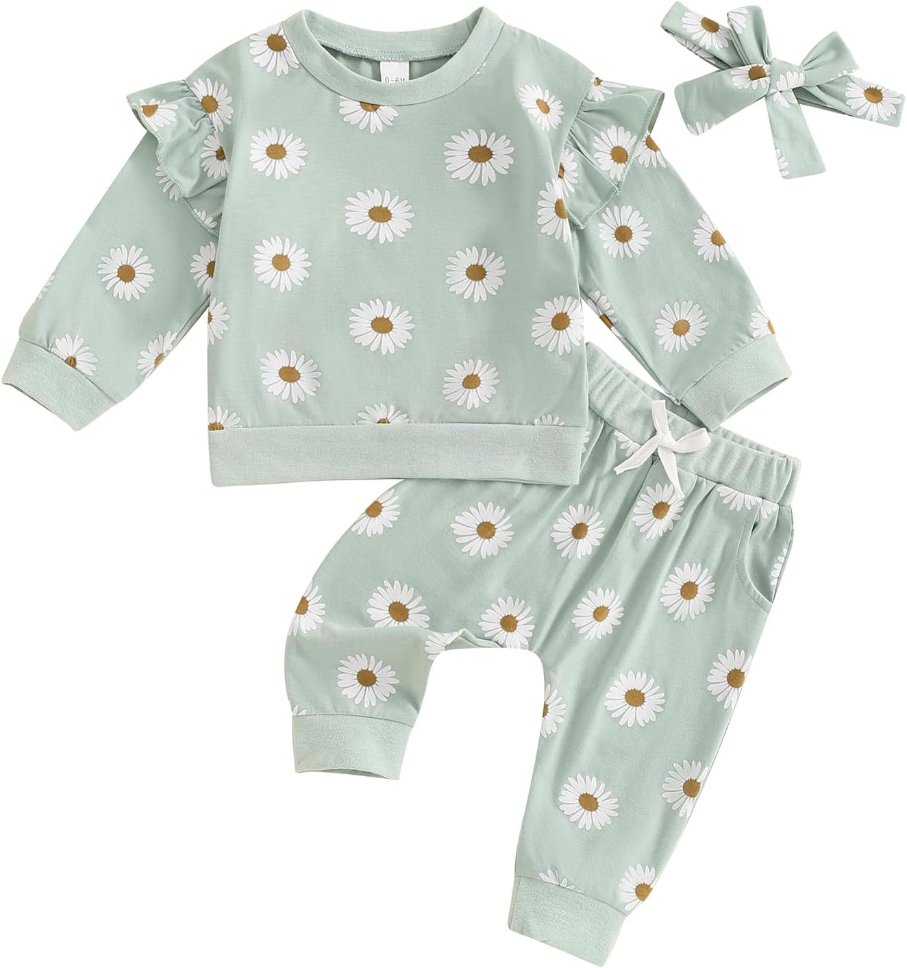LIOMENGZI Soft Ruffle Pullover Pant Set for Toddler Girls