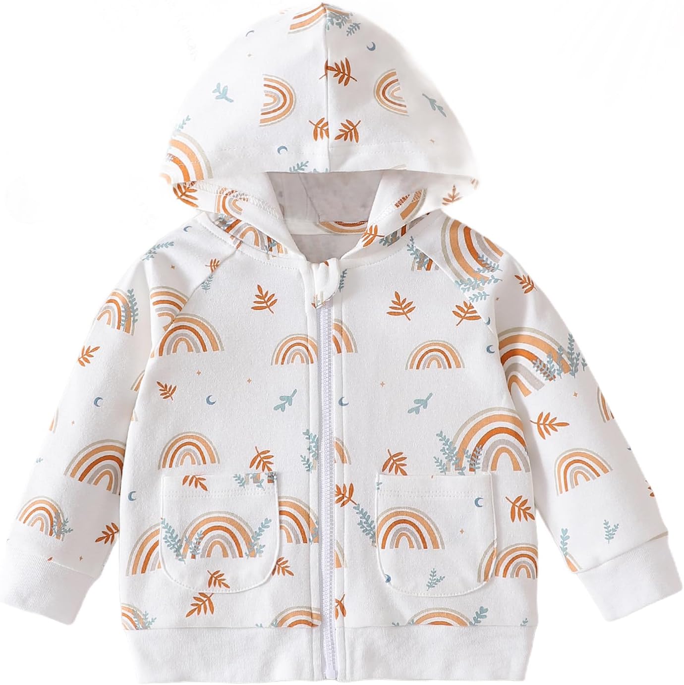ROMPERINBOX Baby Hoodie for Boy Girl - 0-24 Months Rainbow Print