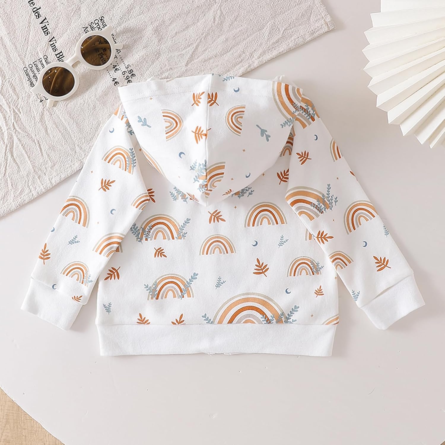 ROMPERINBOX Baby Hoodie for Boy Girl - 0-24 Months Rainbow Print