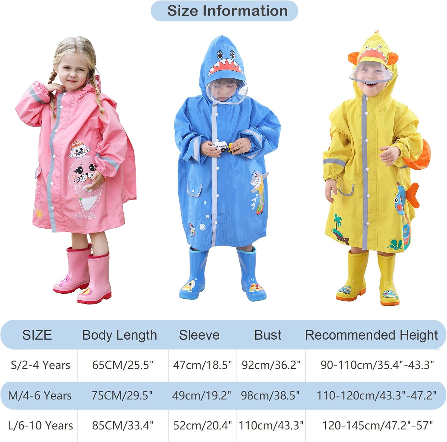 HovkibKids Eco-Friendly Waterproof Rain Jacket for Girls Boys