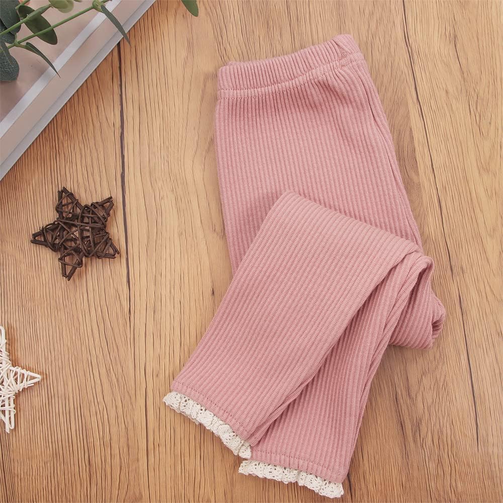 IZYJOY Toddler Girl Leggings with Ruffle Lace Trim