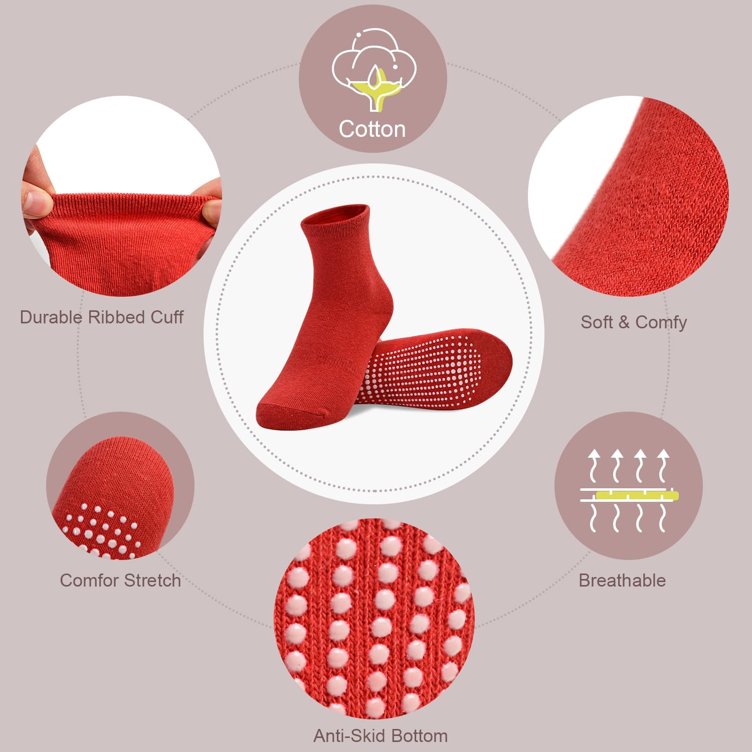SkiBeaut Toddler Girls Crew Socks with Non-Slip Grips 12 Pairs