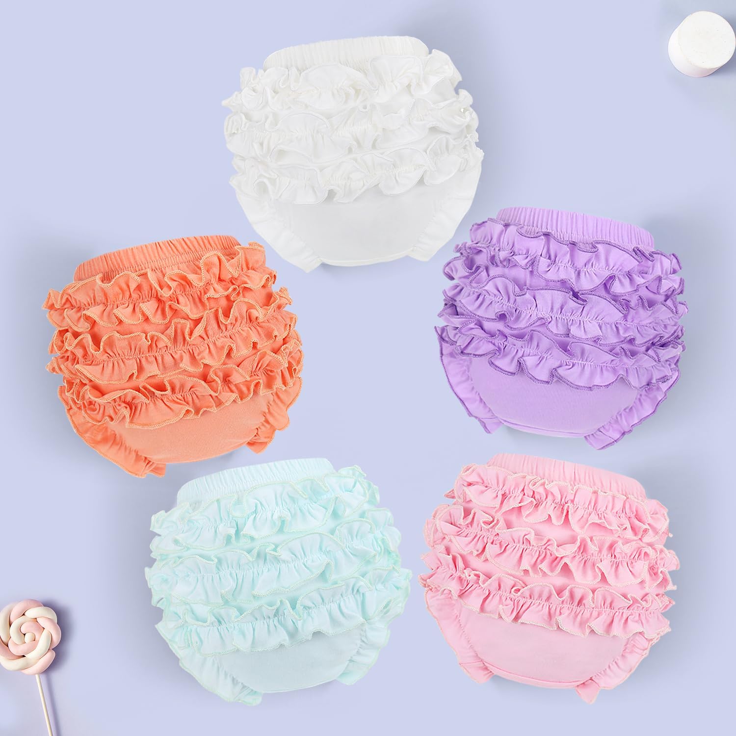 5-Pack Ruffle Diaper Covers for Toddler Girls
