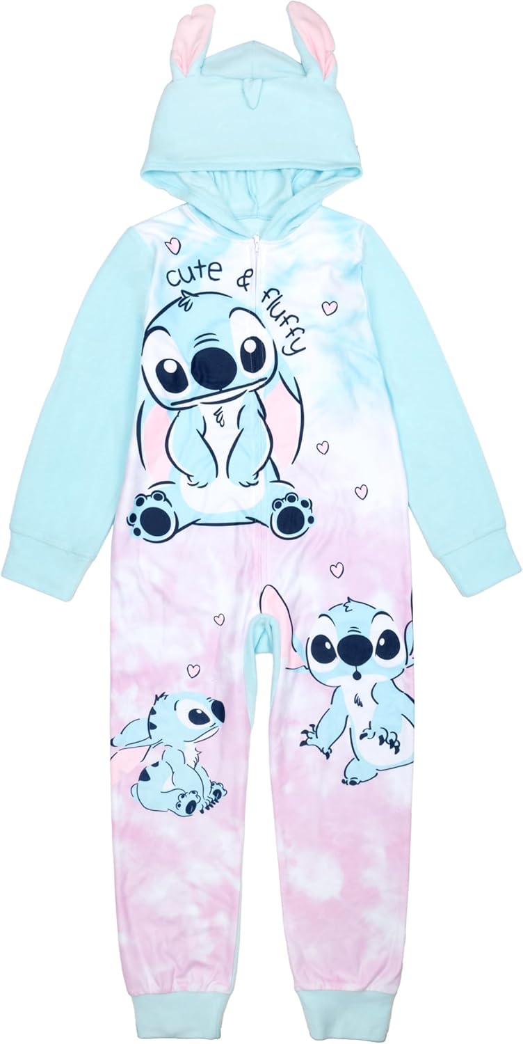 Disney Lilo Stitch Girls One-Piece Hooded Union Suit Onesie