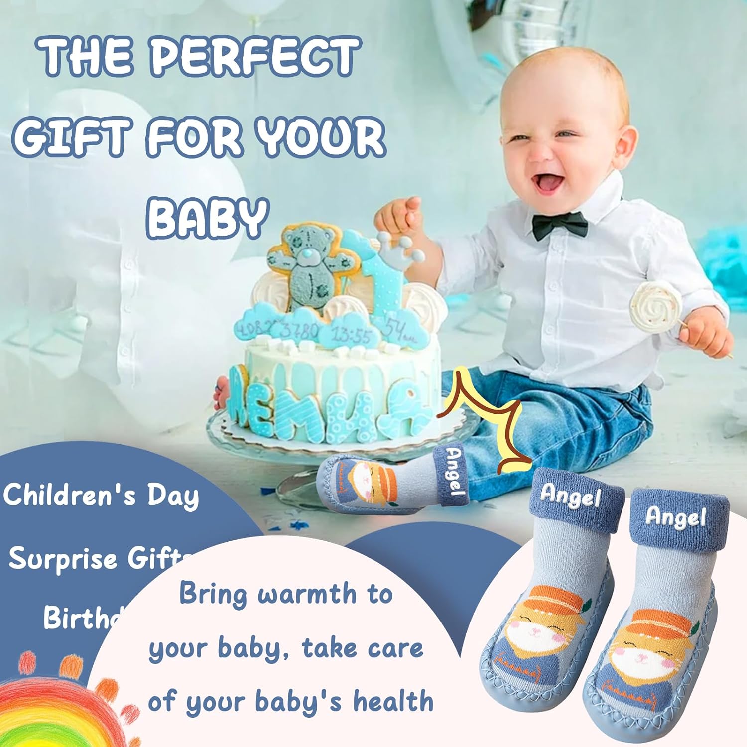 Personalized Childs Name Socks Toddler Slippers