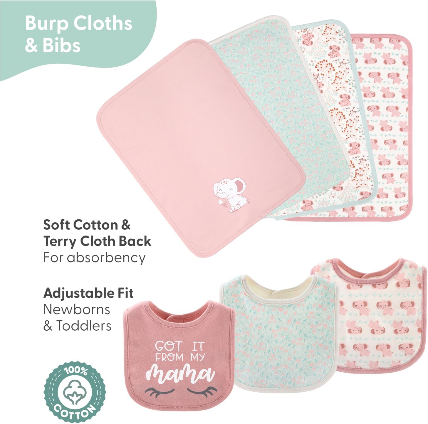 Adorably Cute Baby Layette Gift Set for Girls - Floral Elephant