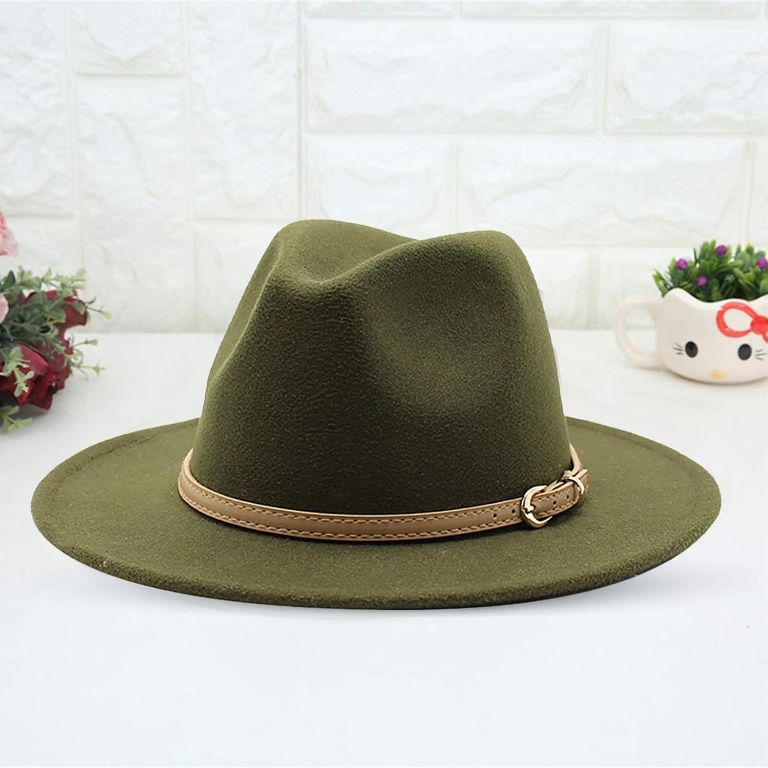 Wide Brim Cowhide Fedora Hats for Kids
