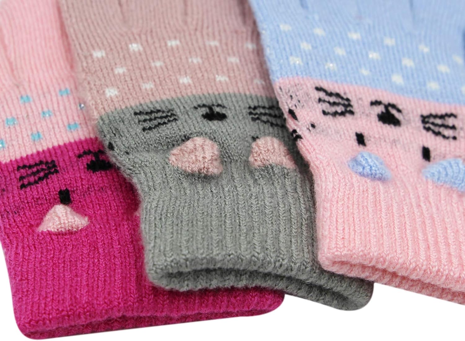 Perfect Kids Warm Gloves Cute Cat Design Safe for 0-15 Yearsold