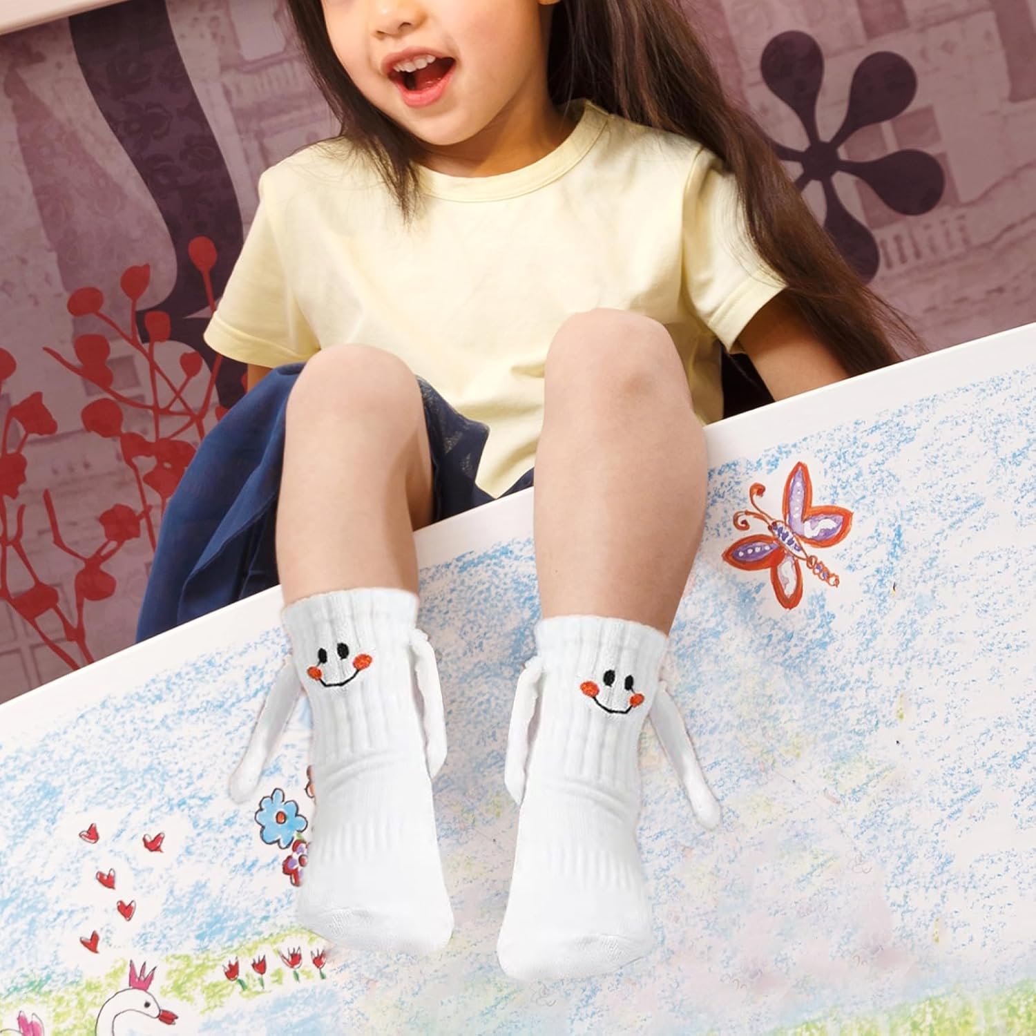 2 Pairs Magnetic Hold-On Socks for Kids