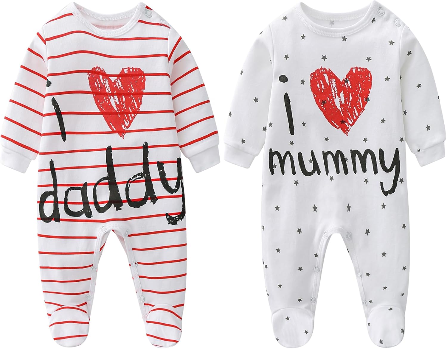 AOMOMO 2-Pack Baby Footies Newborn Romper