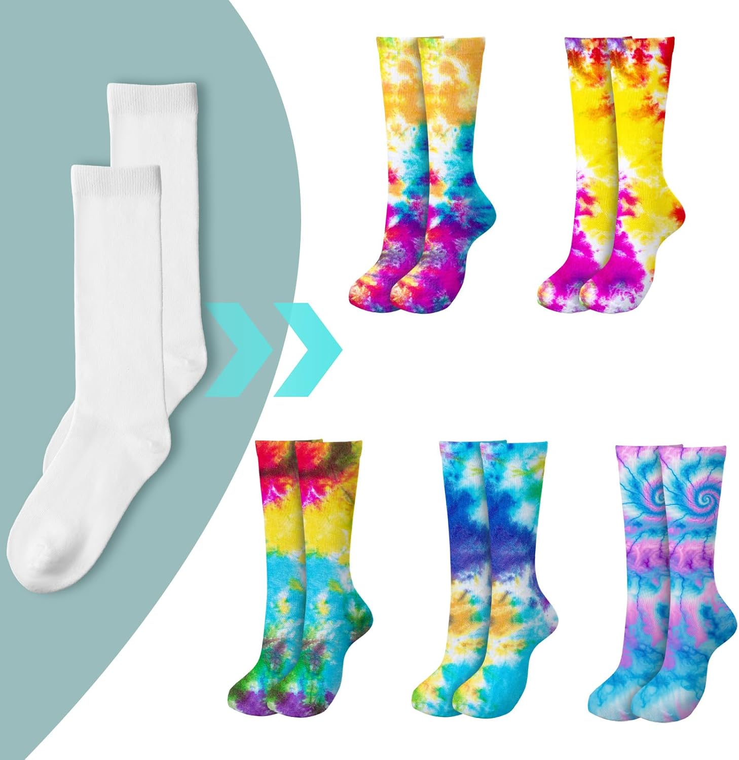 12-Pair White Knee-High Socks