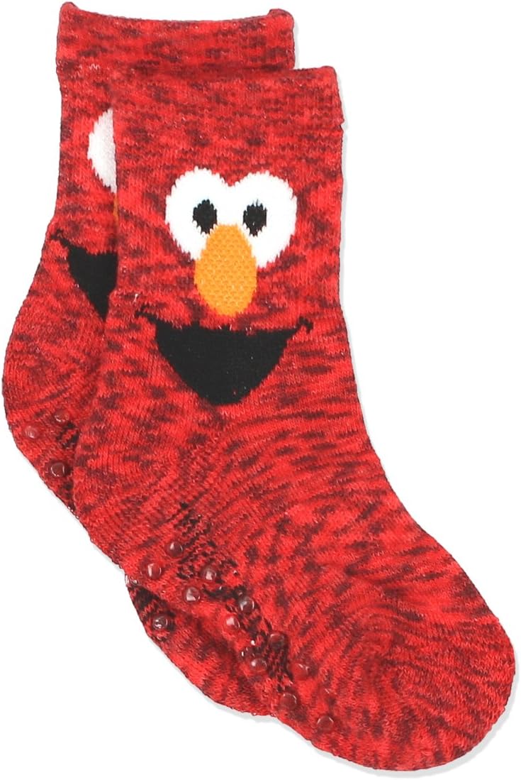 Sesame Street Elmo Boys Girls Multi Pack Crew Socks with Grippers 1