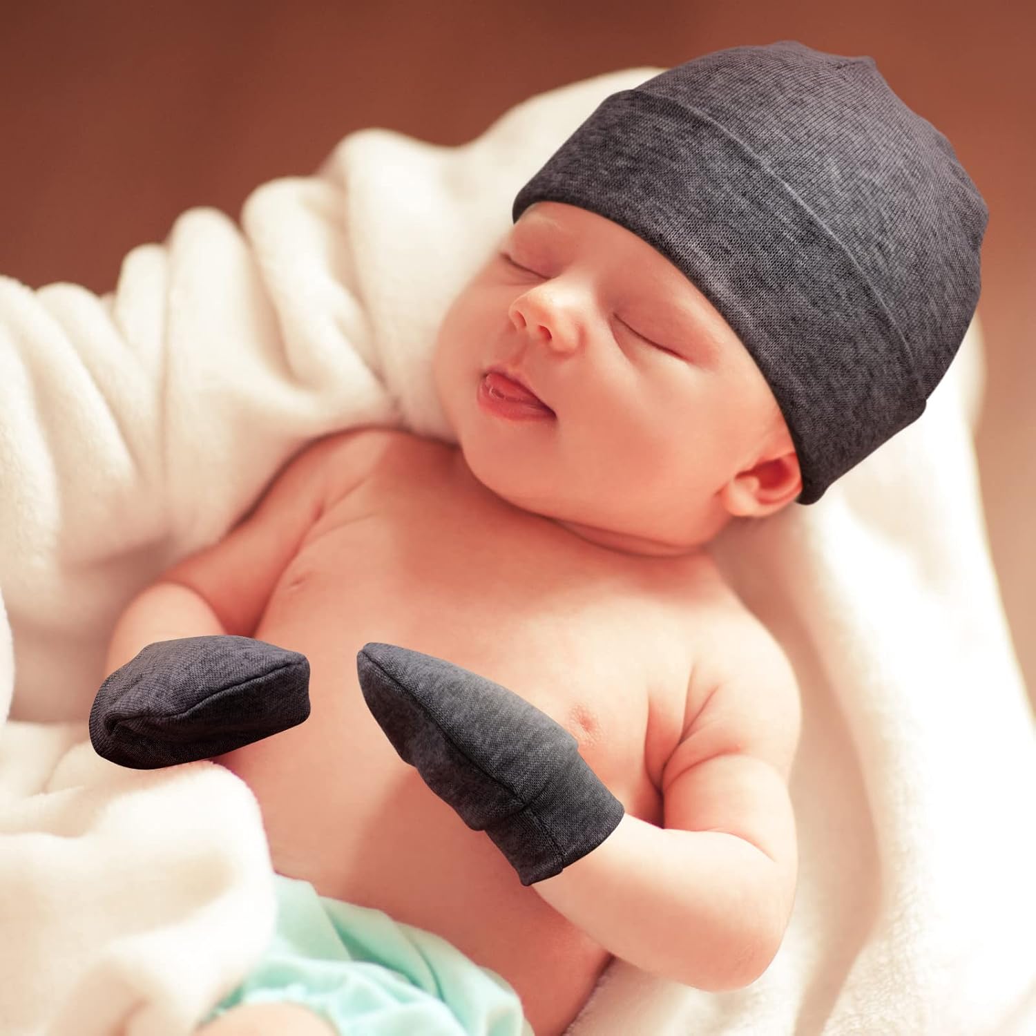 Perfect Fit for Newborns AQOKKA Baby Hats Mittens Set