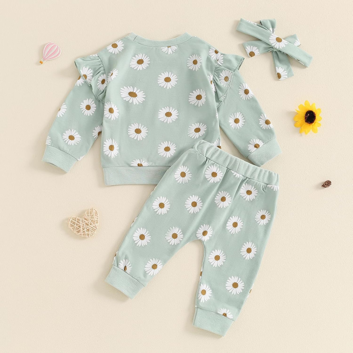 LIOMENGZI Soft Ruffle Pullover Pant Set for Toddler Girls