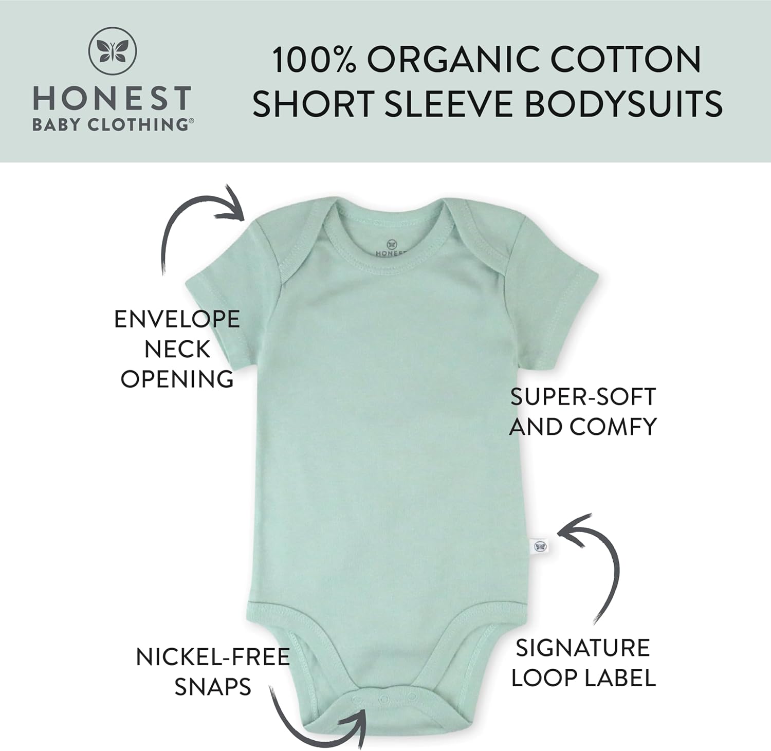 HonestBaby 3-Pack Organic Cotton Bodysuits for Baby 1