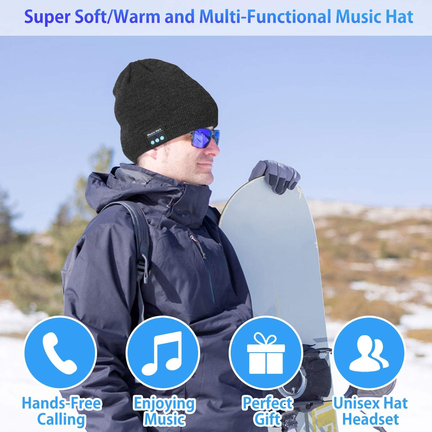 Miserwe Unisex Wireless Beanie for Warm Winter Style