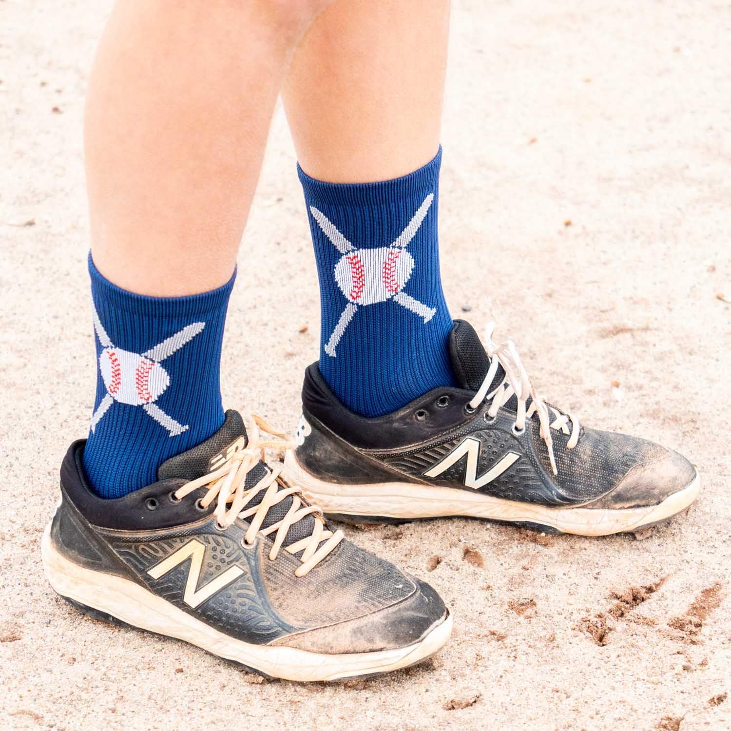 Baseball Socks with Crossed Bats Youth Adult
