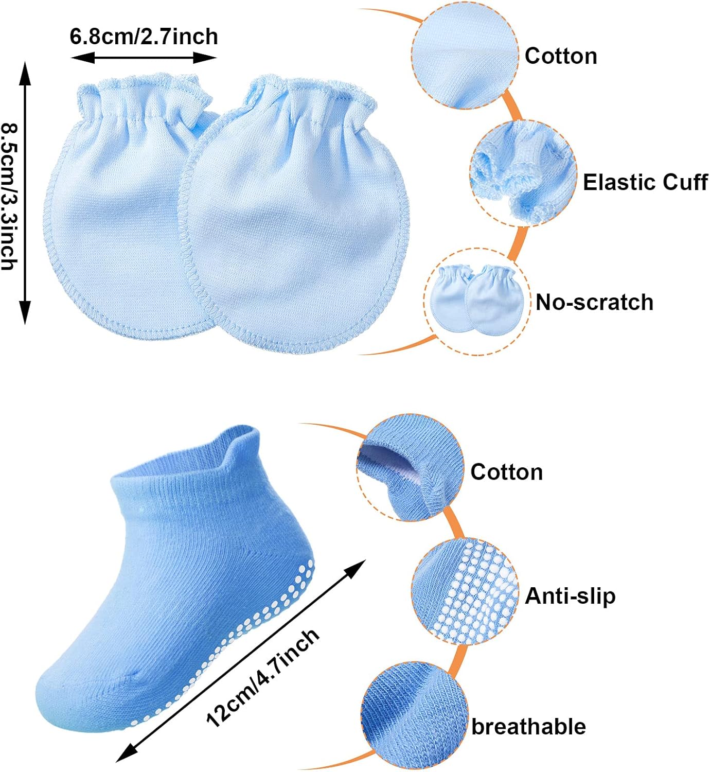 4 Piece Newborn Baby Hat and Mittens Set 0-6 Months