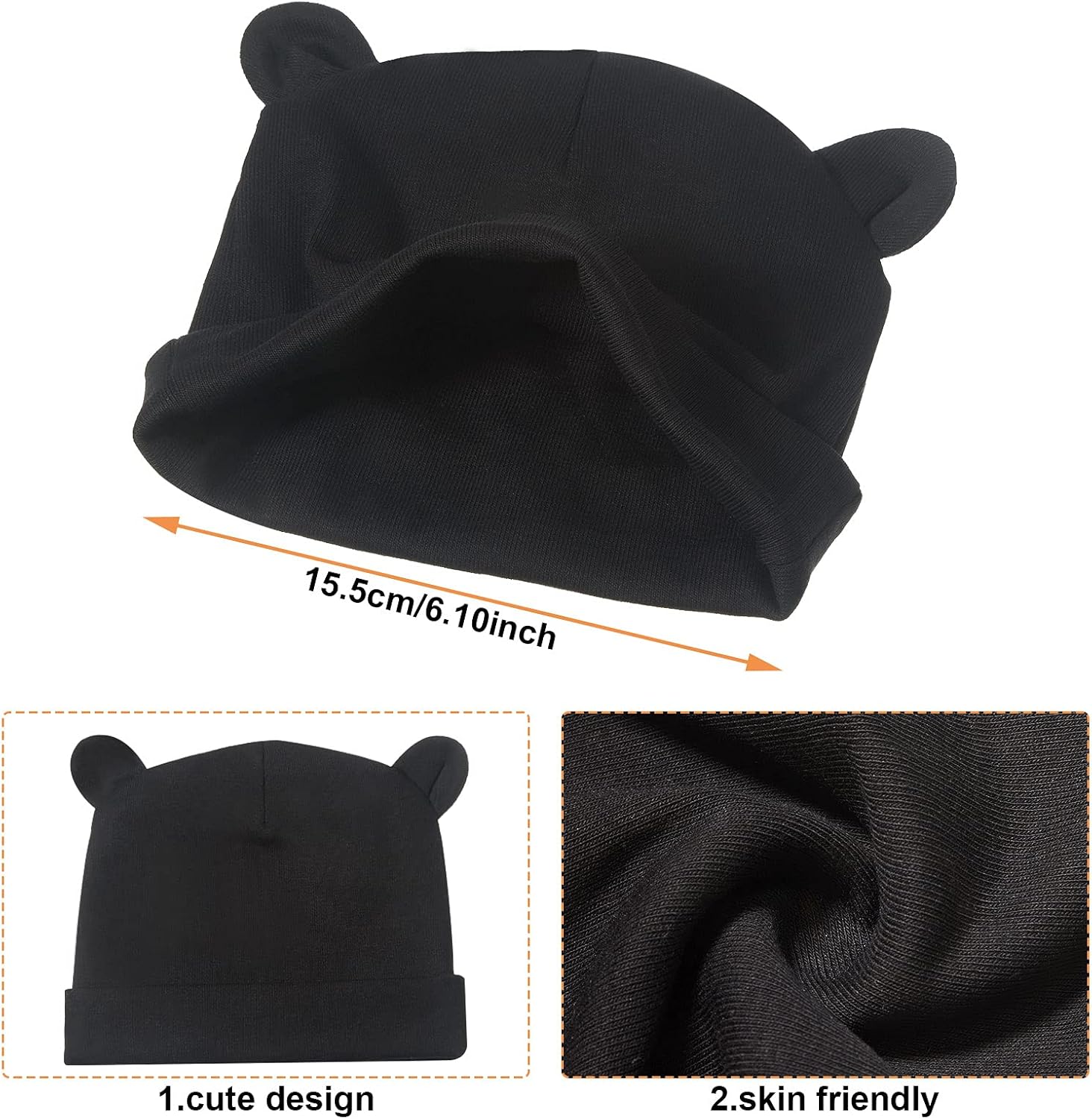 4 Piece Newborn Baby Hat and Mittens Set 0-6 Months
