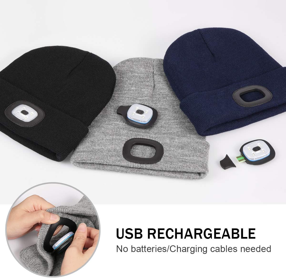 YunTuo LED beanie USB Rechargeable Winter Cap