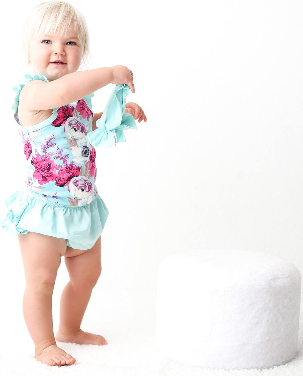 Bestaroo Ruffle Bloomer Onesie and Headband Set for Baby Girls