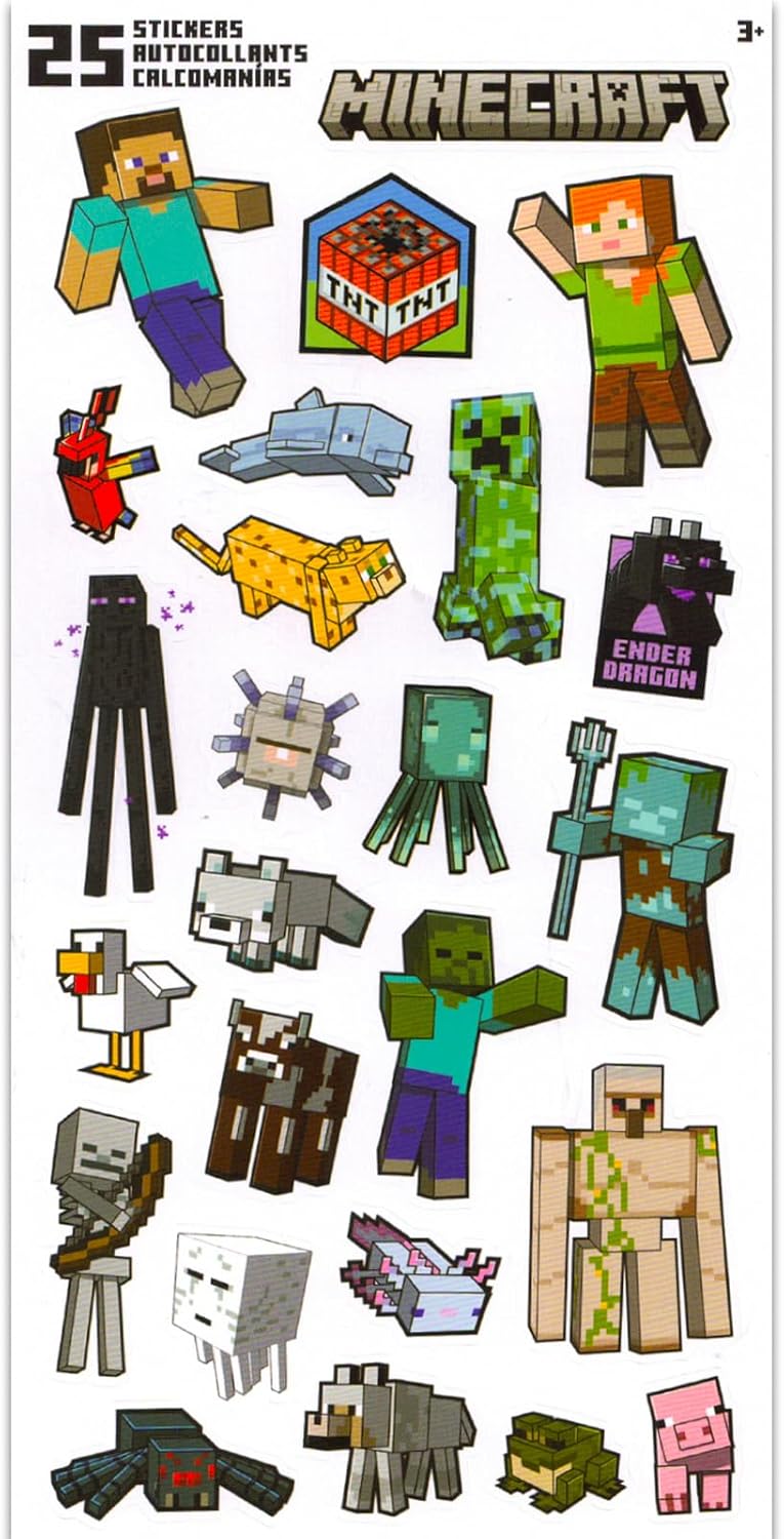 Minecraft Socks Set for Boys 6-8 with Stickers