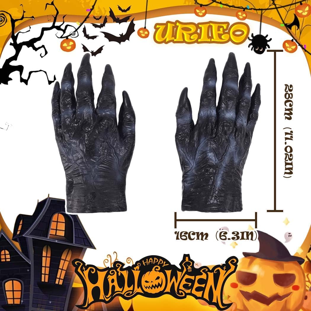 Halloween Costume Gloves for Adults - Flexible PVC Trick or Treat Trick