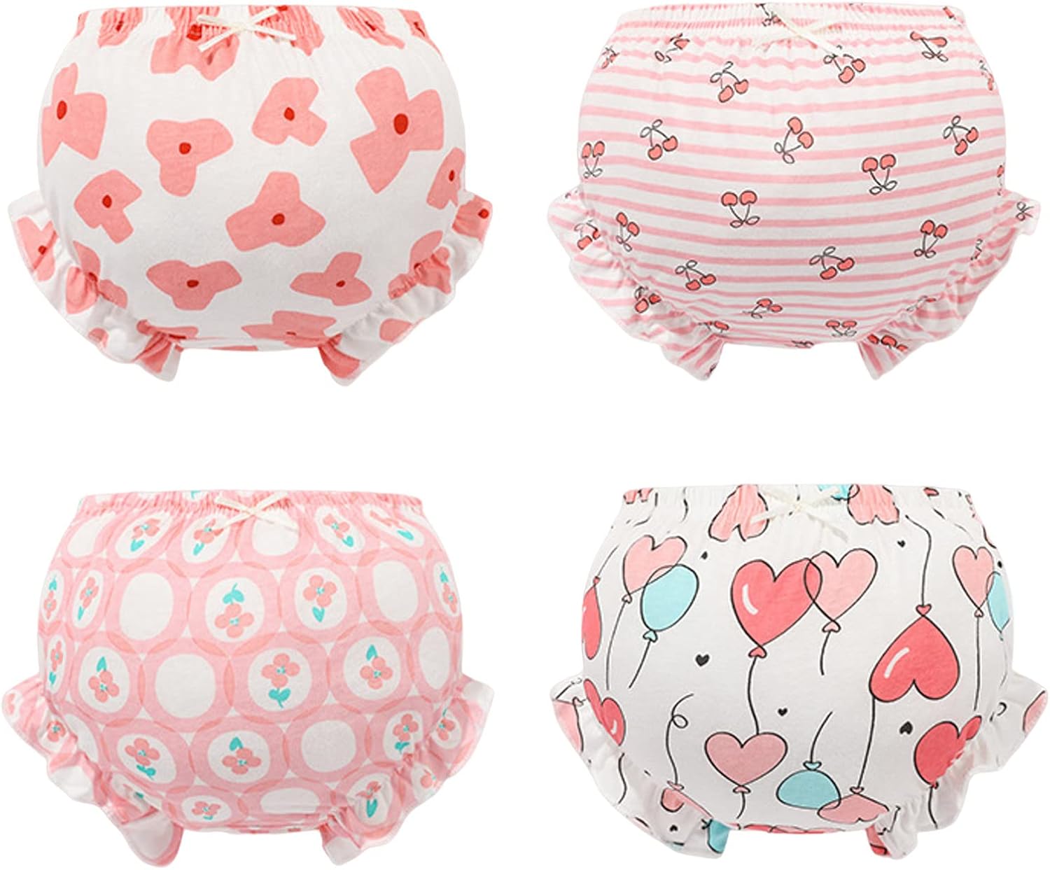 4-Piece Baby Girls Ruffle Briefs Newborn Diaper Cover Underwear