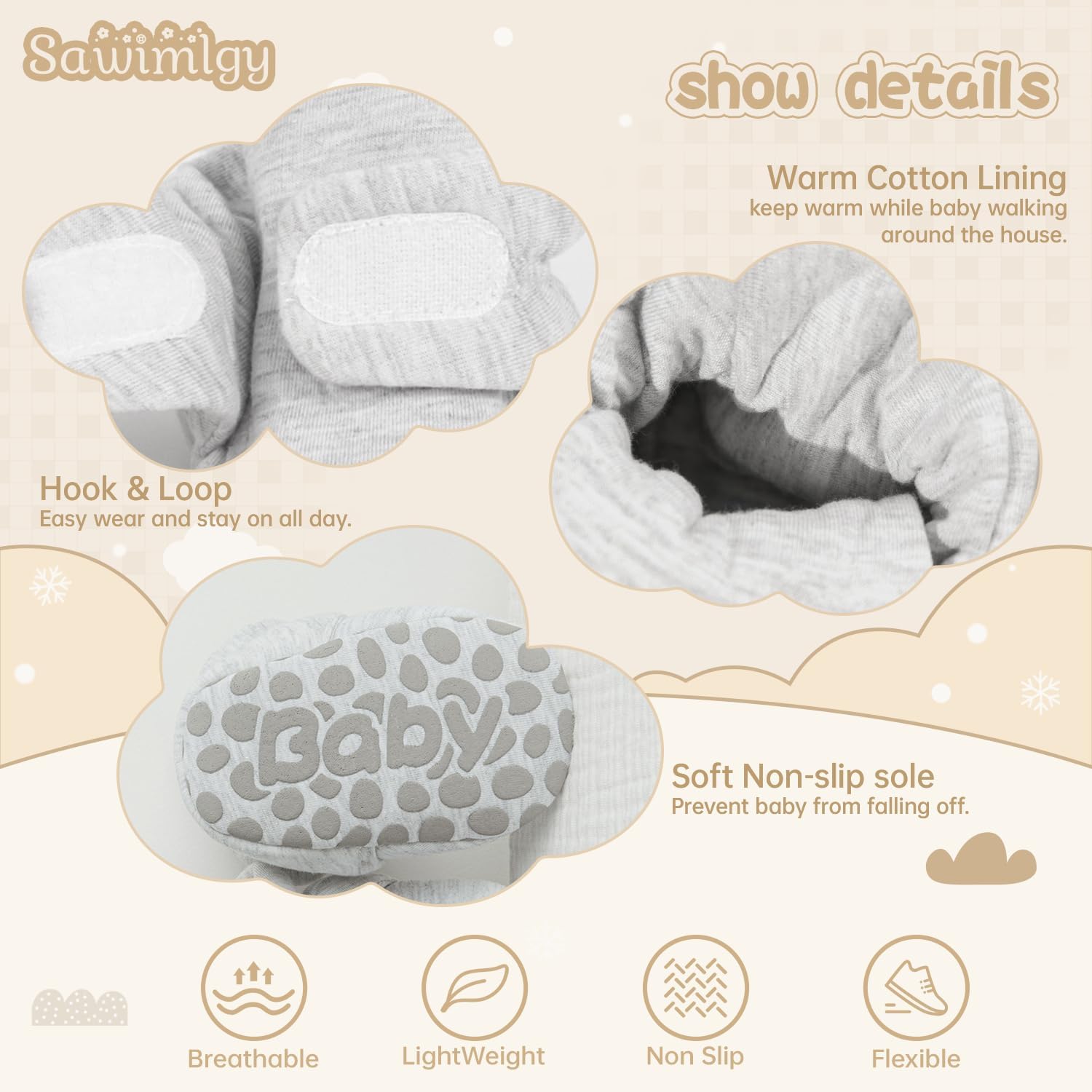 Comfy Anti-Slip Baby Booties with Grippers for Crib - Perfect First Walker
