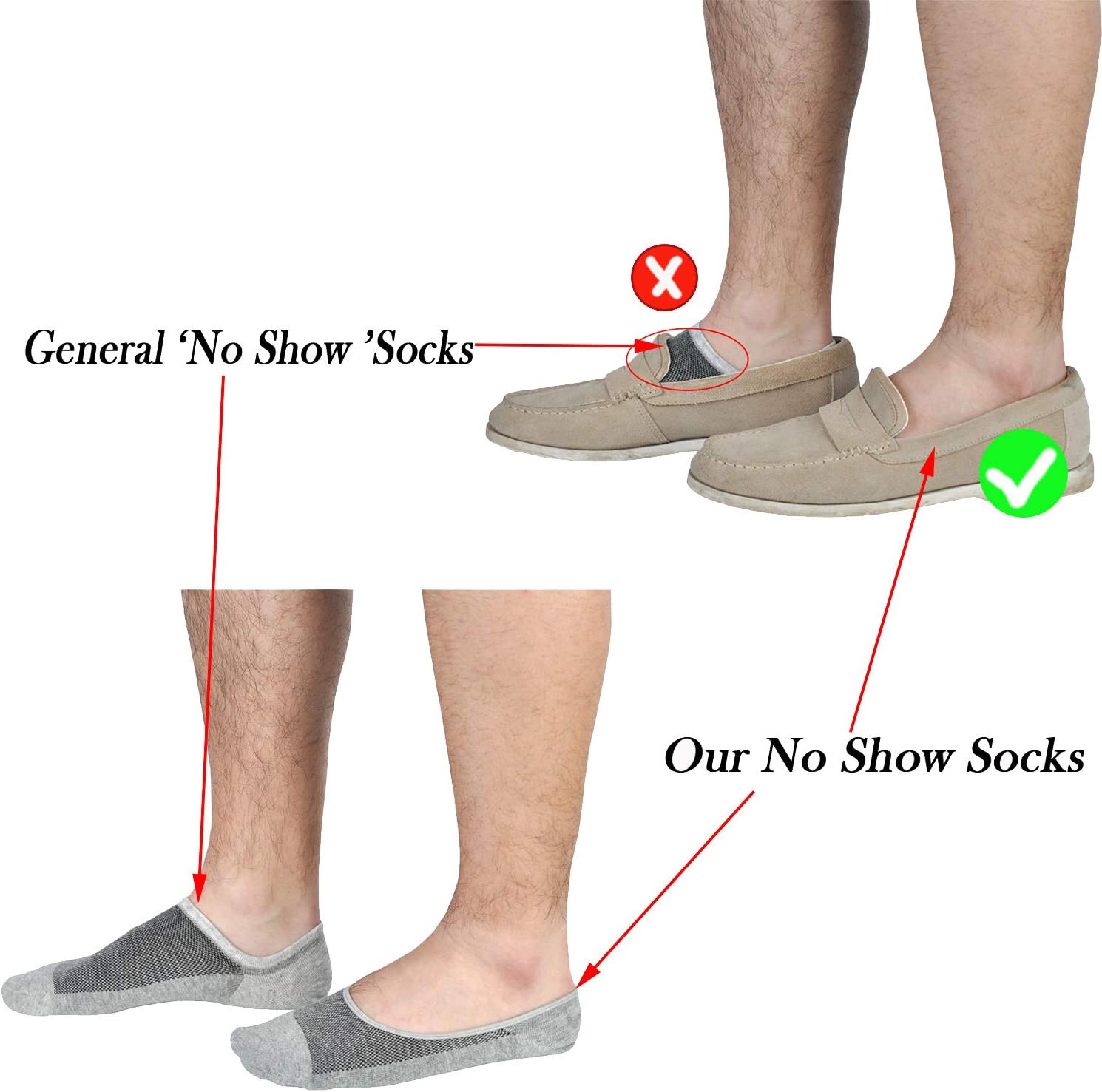 JORMATT No-Show Socks for Men