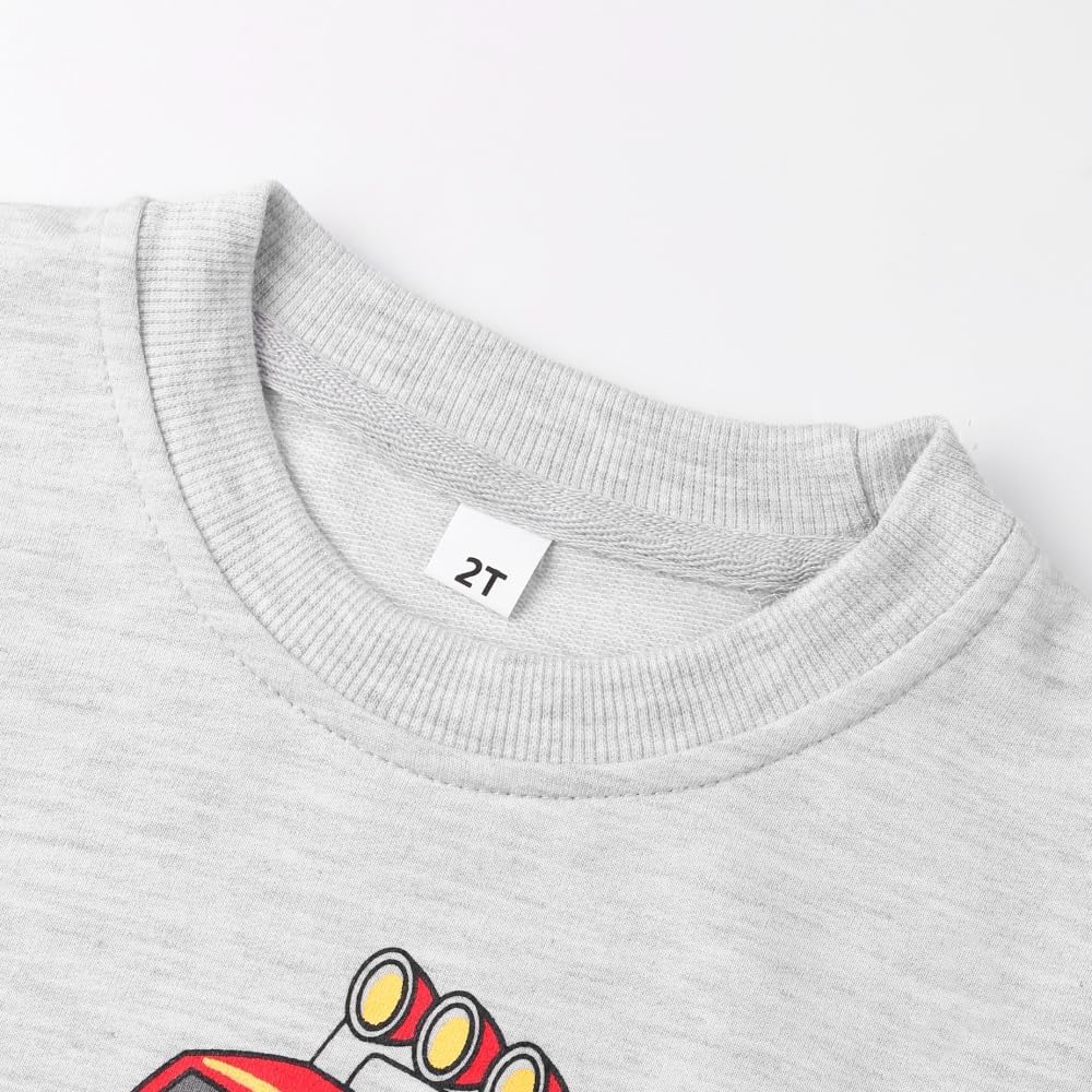 Popshion Boys Crewneck sweatshirt dinosaur truck design