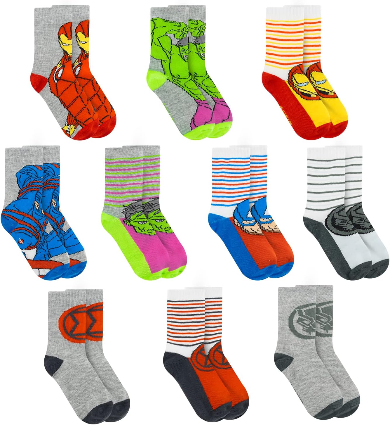 Marvel Legends Superhero Boys Socks 10-Pack 1
