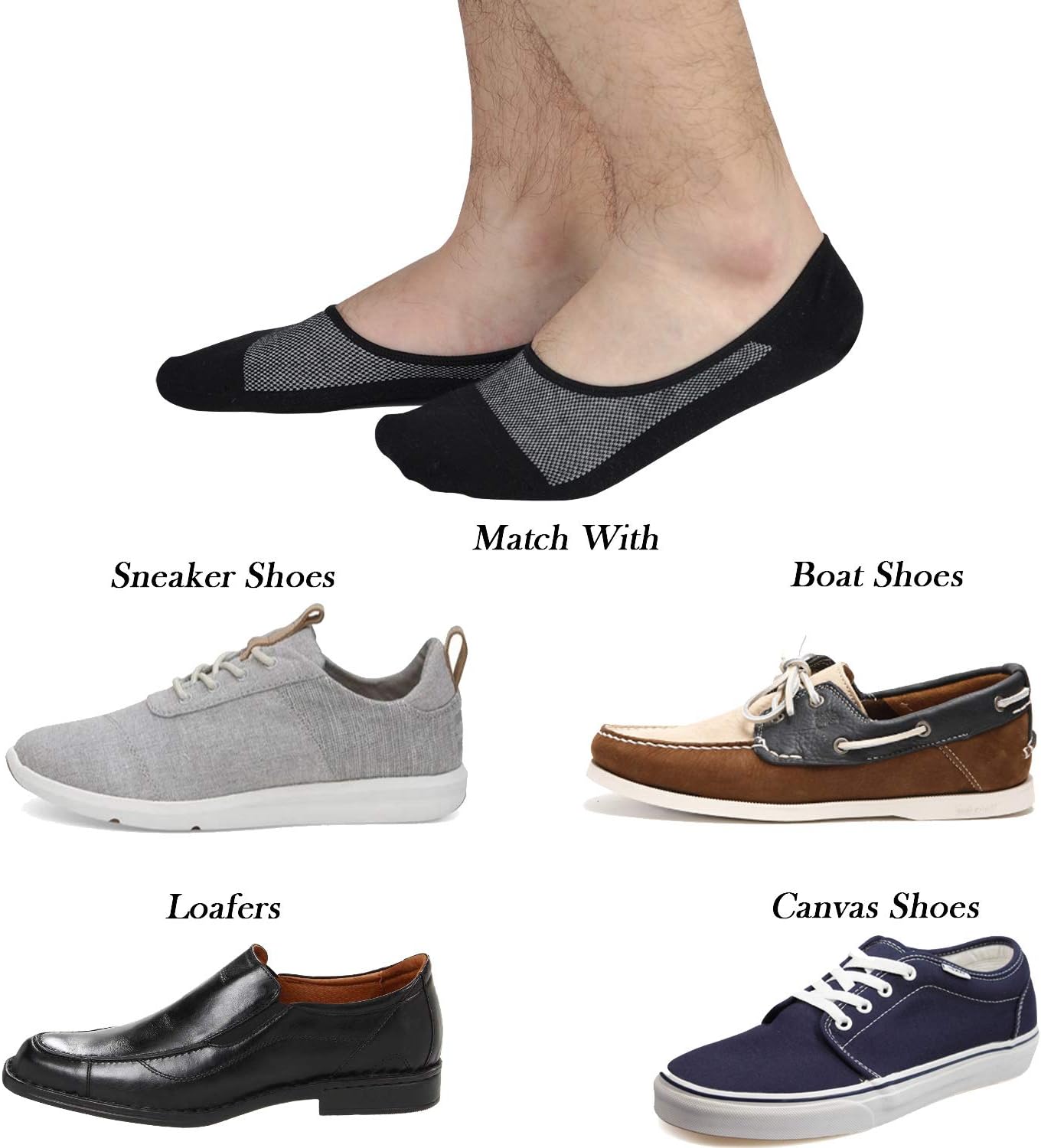 JORMATT No-Show Socks for Men