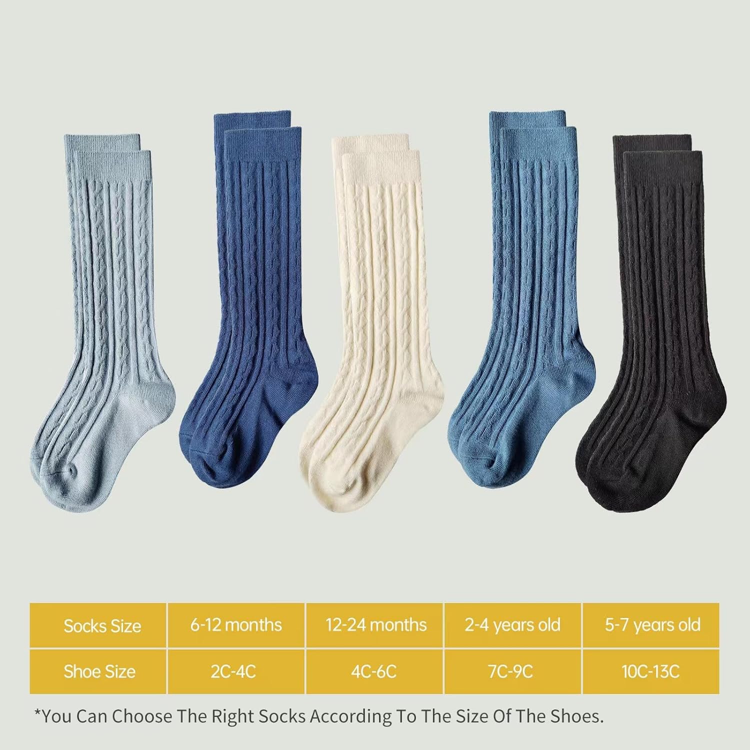 5 Pairs Cute Long Socks for ToddlerGirls