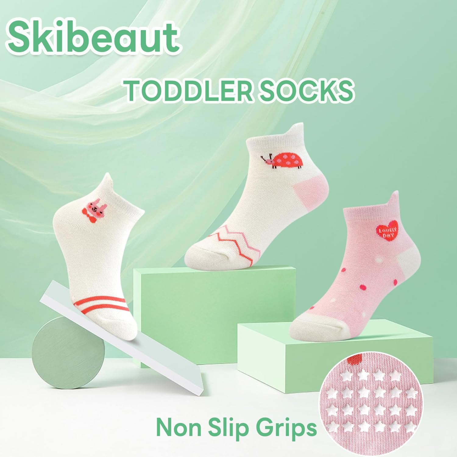 SkiBeaut Non-Slip Ankle Socks for Toddlers