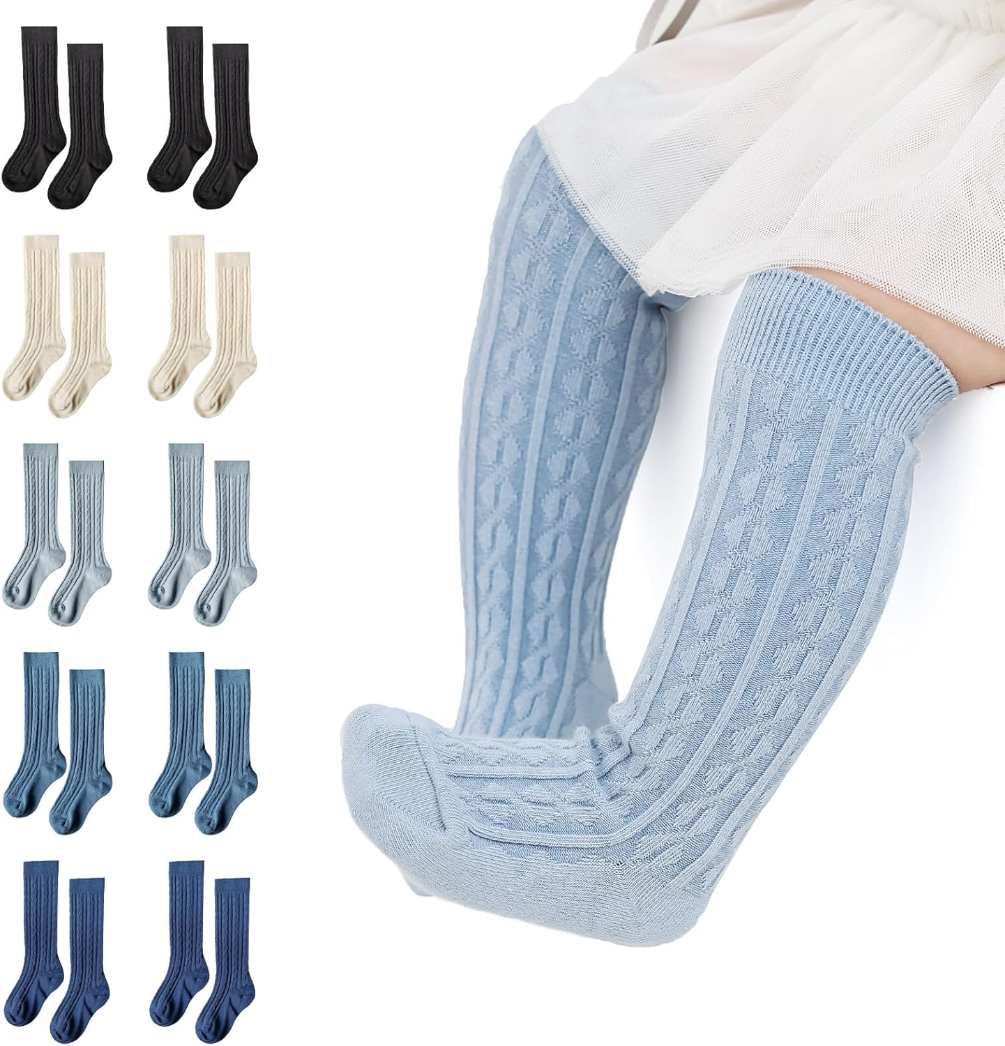 5 Pairs Cute Long Socks for ToddlerGirls
