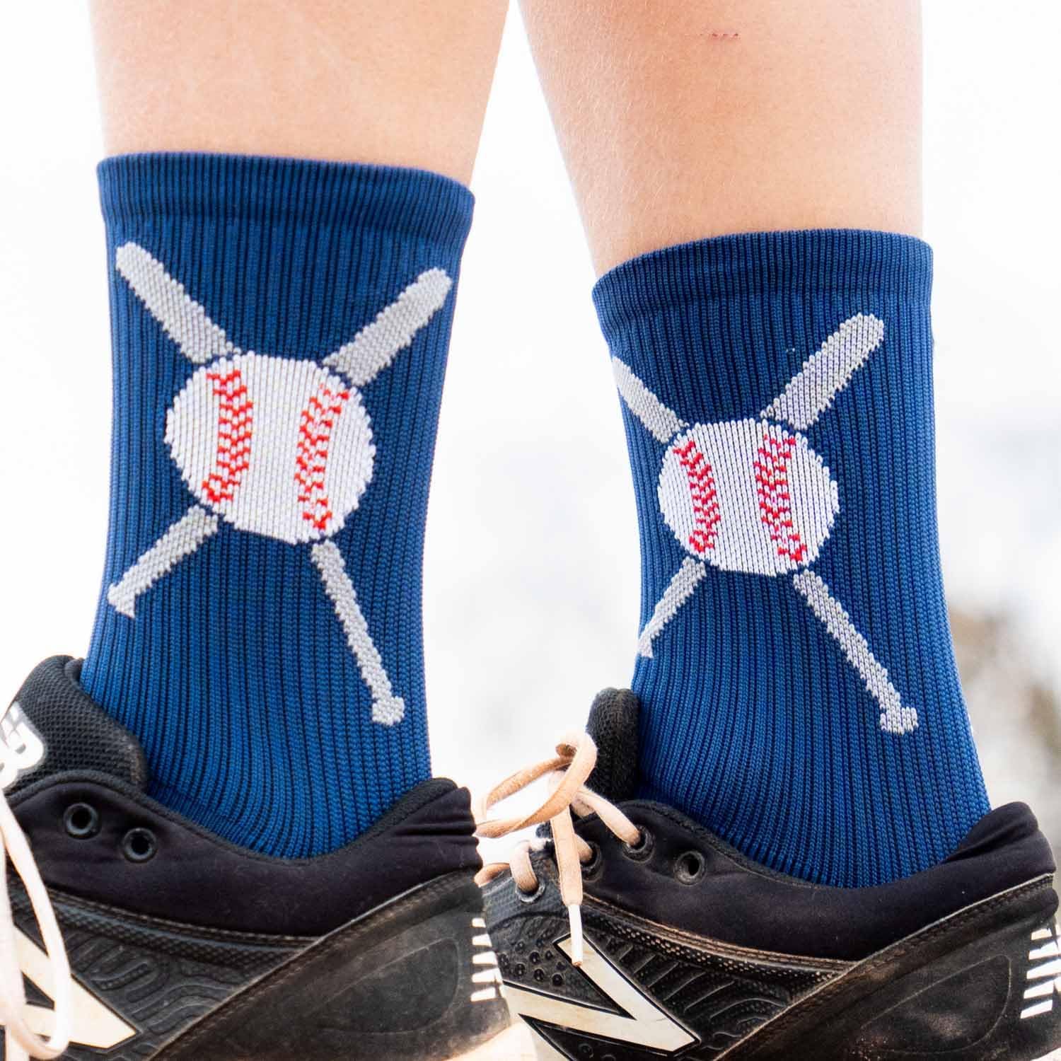 Baseball Socks with Crossed Bats Youth Adult