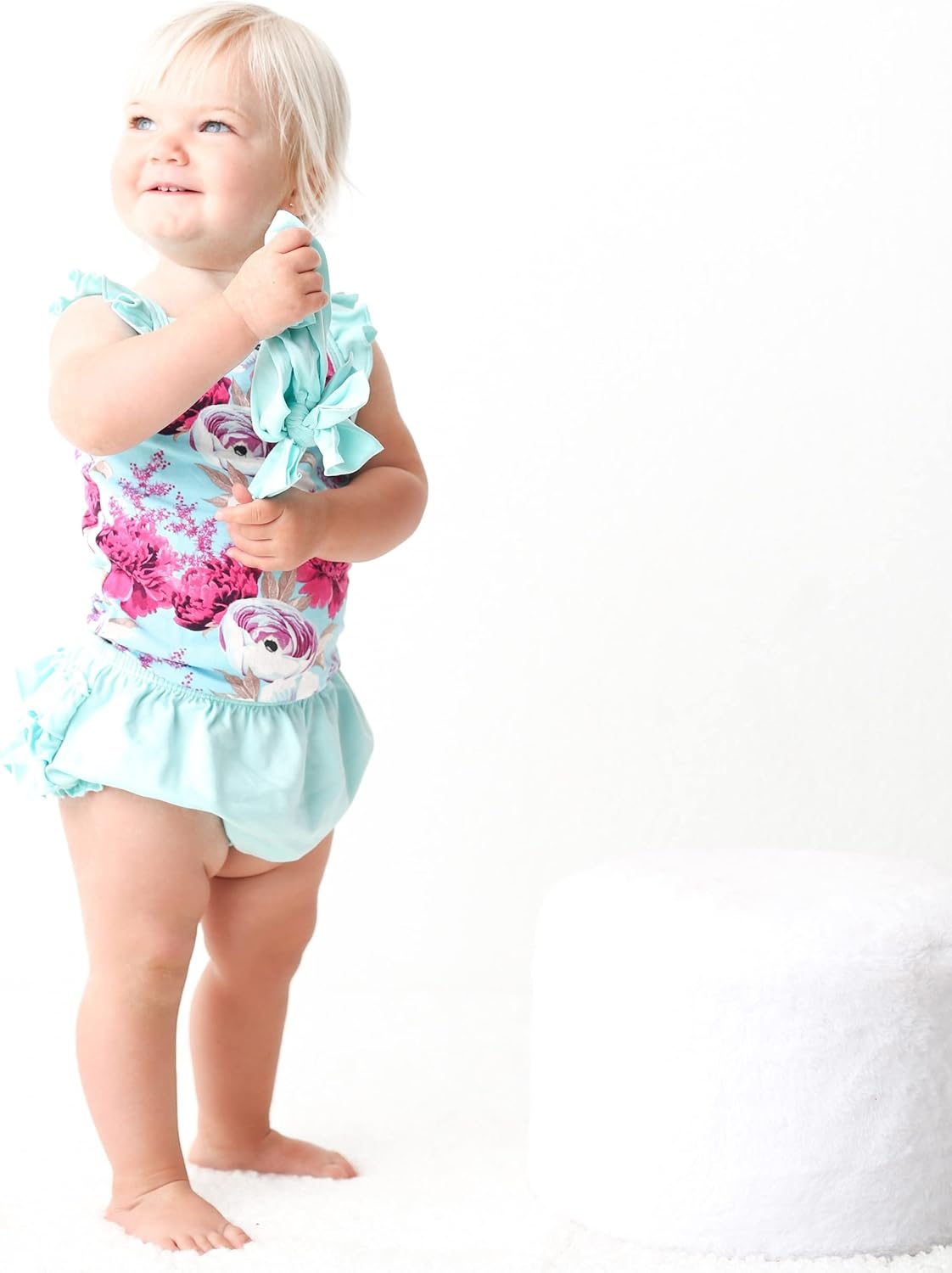 Bestaroo Ruffle Bloomer Onesie and Headband Set for Baby Girls